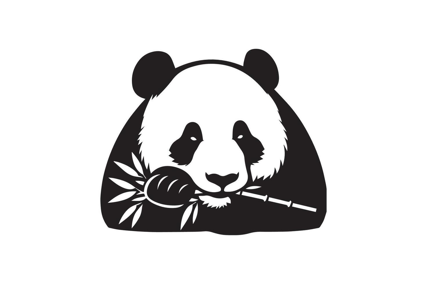 A panda bear is holding a bamboo stick in its mouth vector