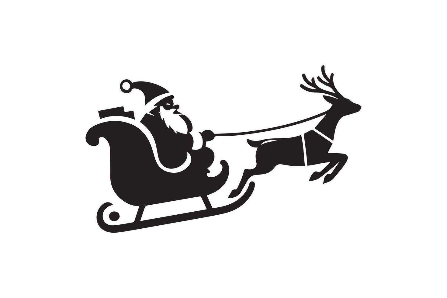 Santa claus in sleigh with reindeer illustration vector