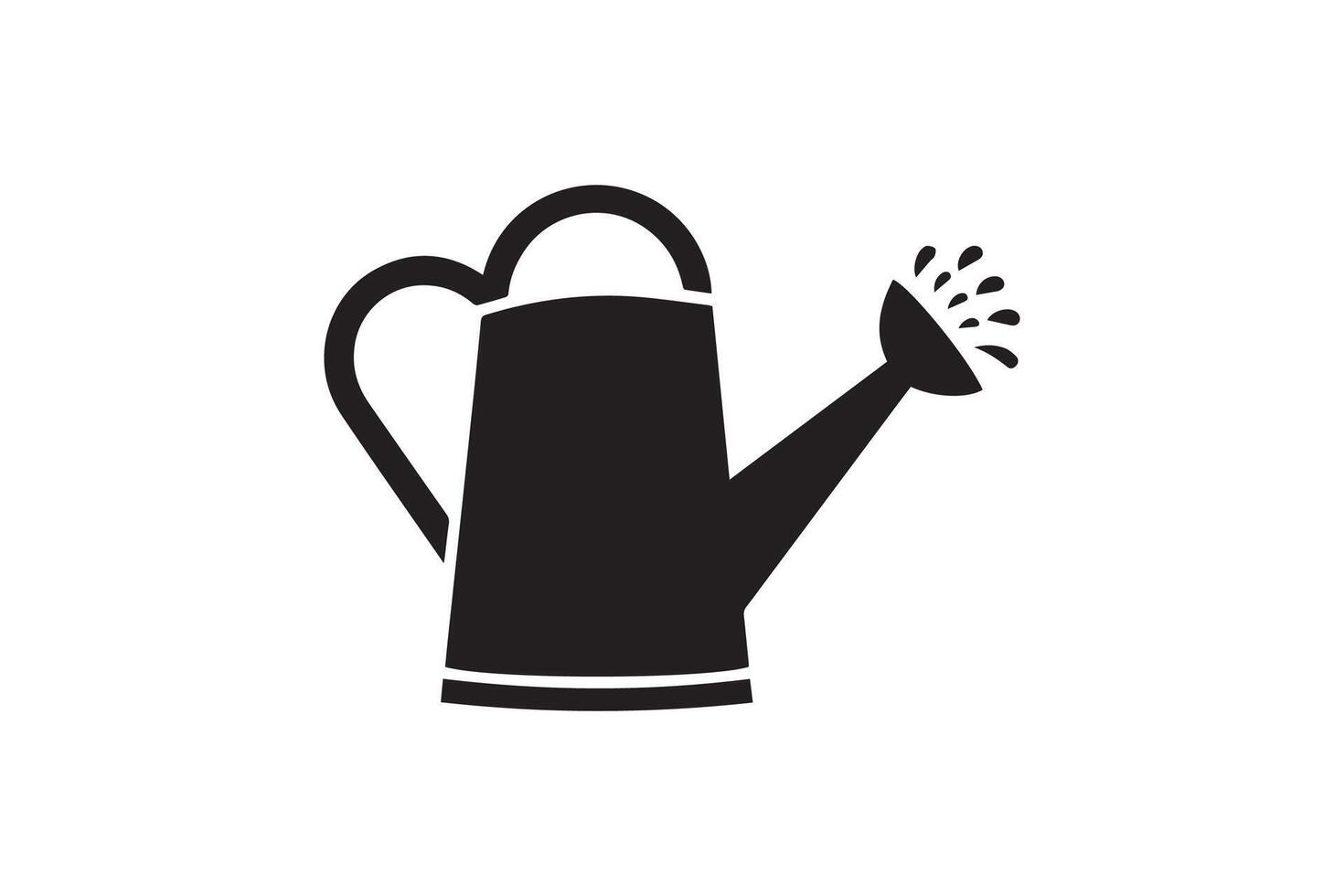 A black and white illustration of a watering can vector