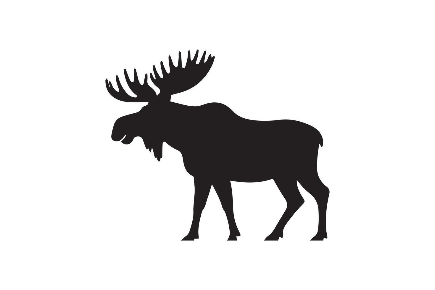 Moose silhouette on white background vector