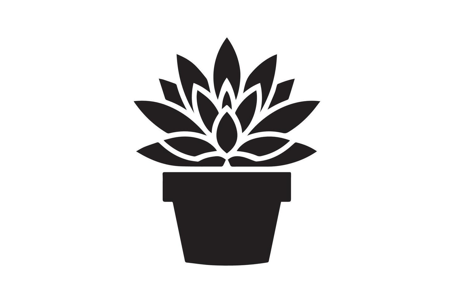 A black and white illustration of a plant in a pot vector