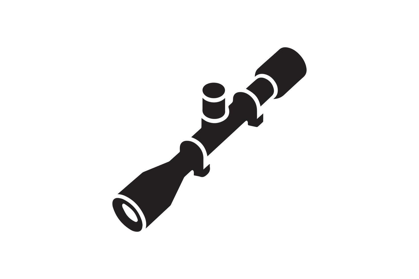 A black and white illustration of a rifle scope vector