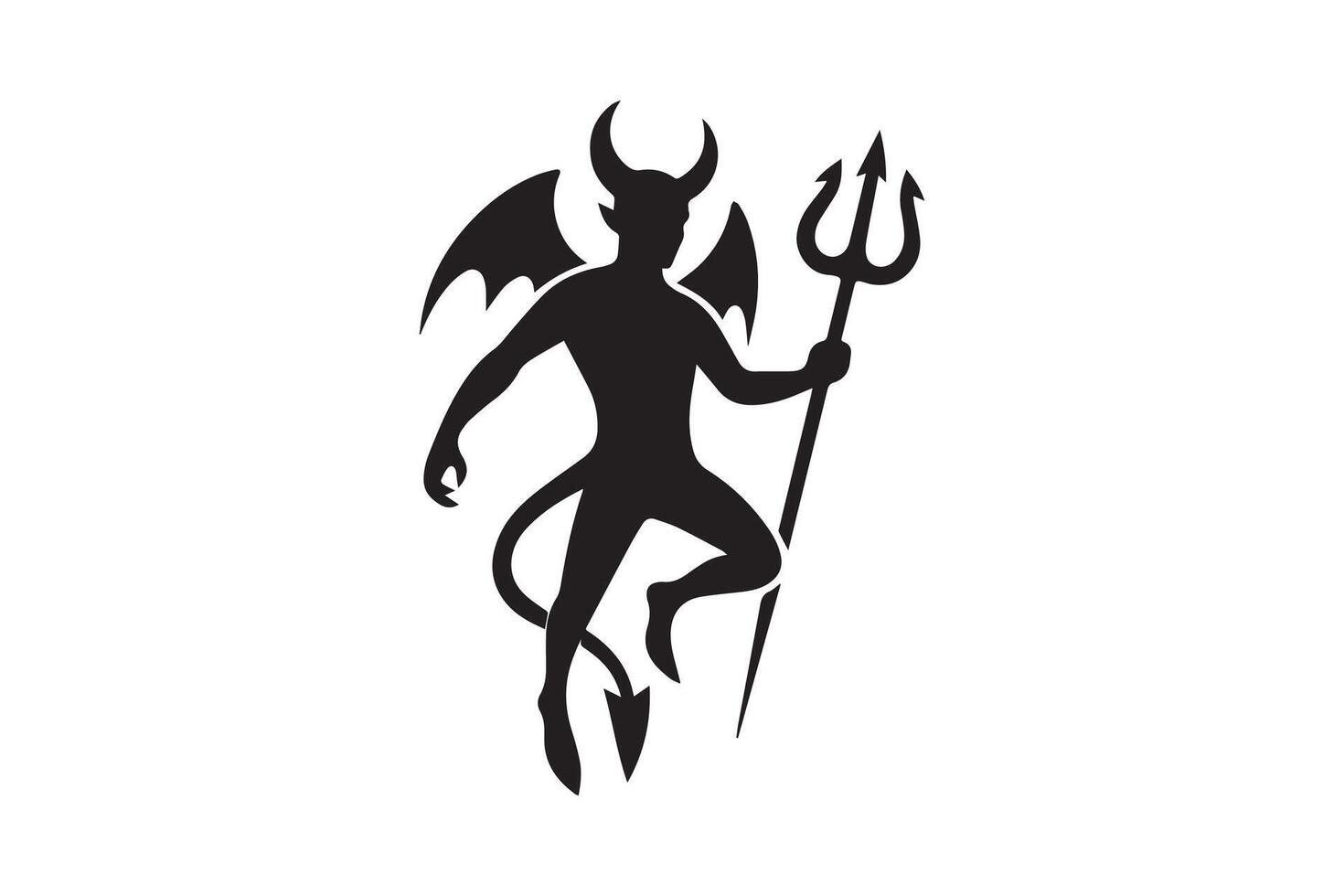 Devil with pitchfork and trident on white background vector