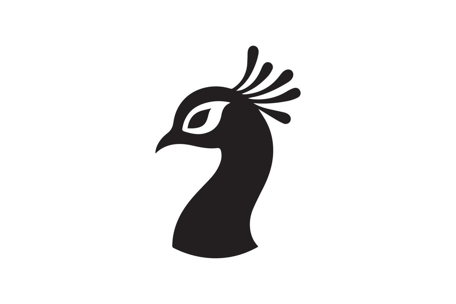 A black and white logo of a peacock vector