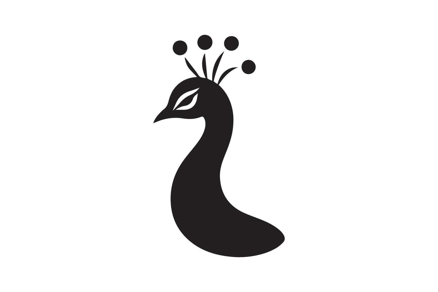A black and white silhouette of a peacock vector