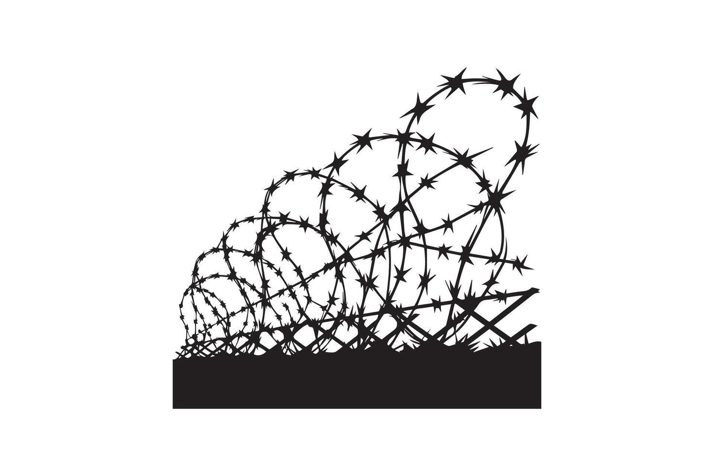 Barbed wire fence with barbed wire vector