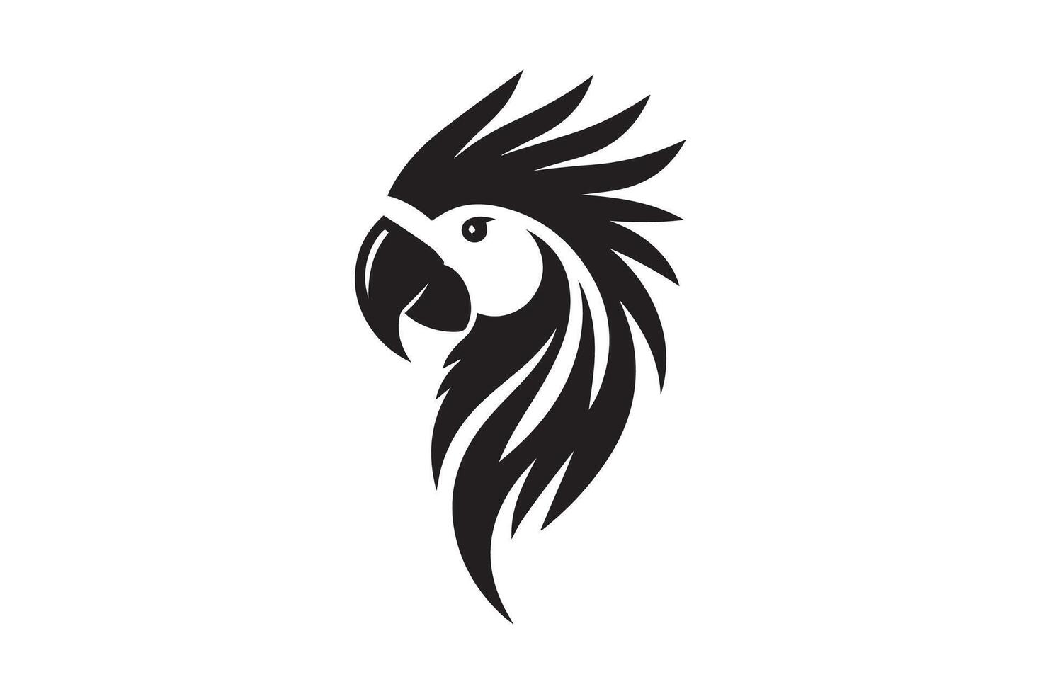A black and white parrot logo vector