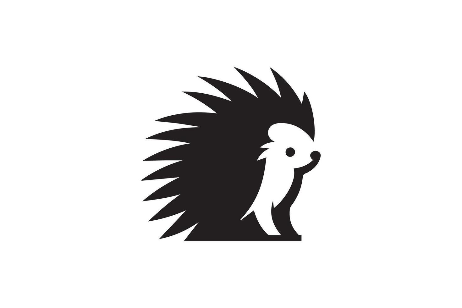 A black and white hedgehog logo vector