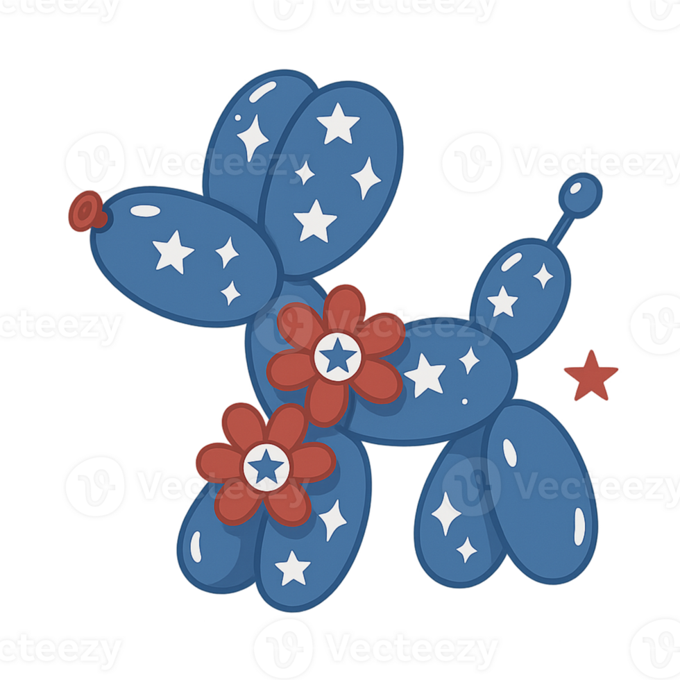 A balloon dog with stars and flowers png