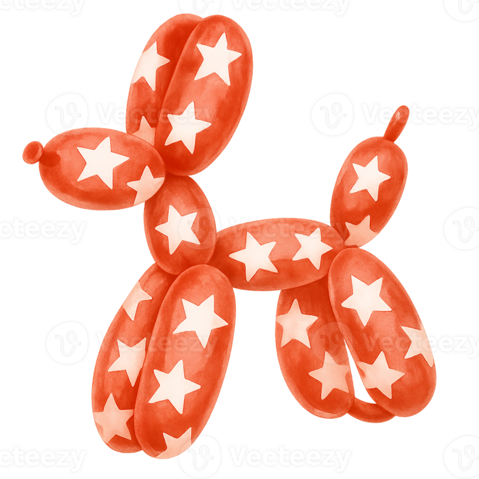 A balloon dog made of red and white balloons png