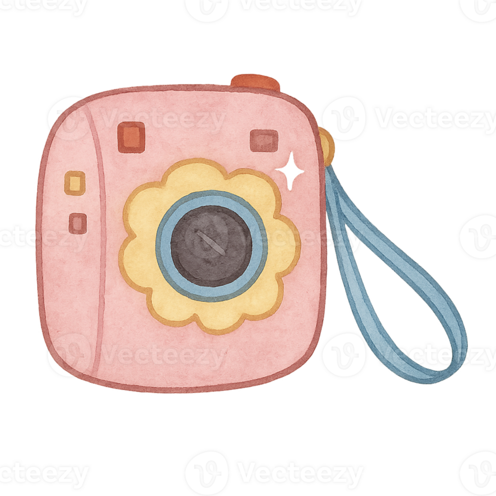 An old camera with a flower on it png