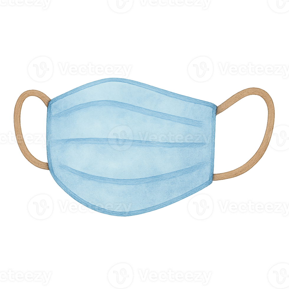 A blue surgical mask with a cord png