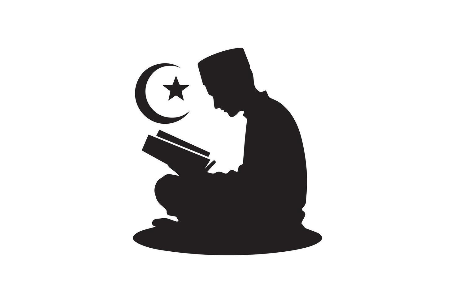 Islamic man reading the quran illustration vector