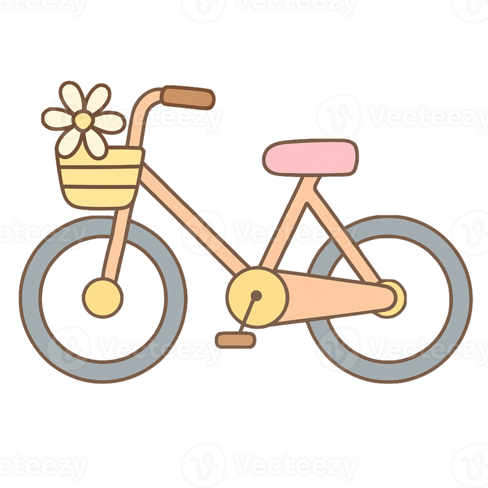 A bicycle with a flower basket on the back png