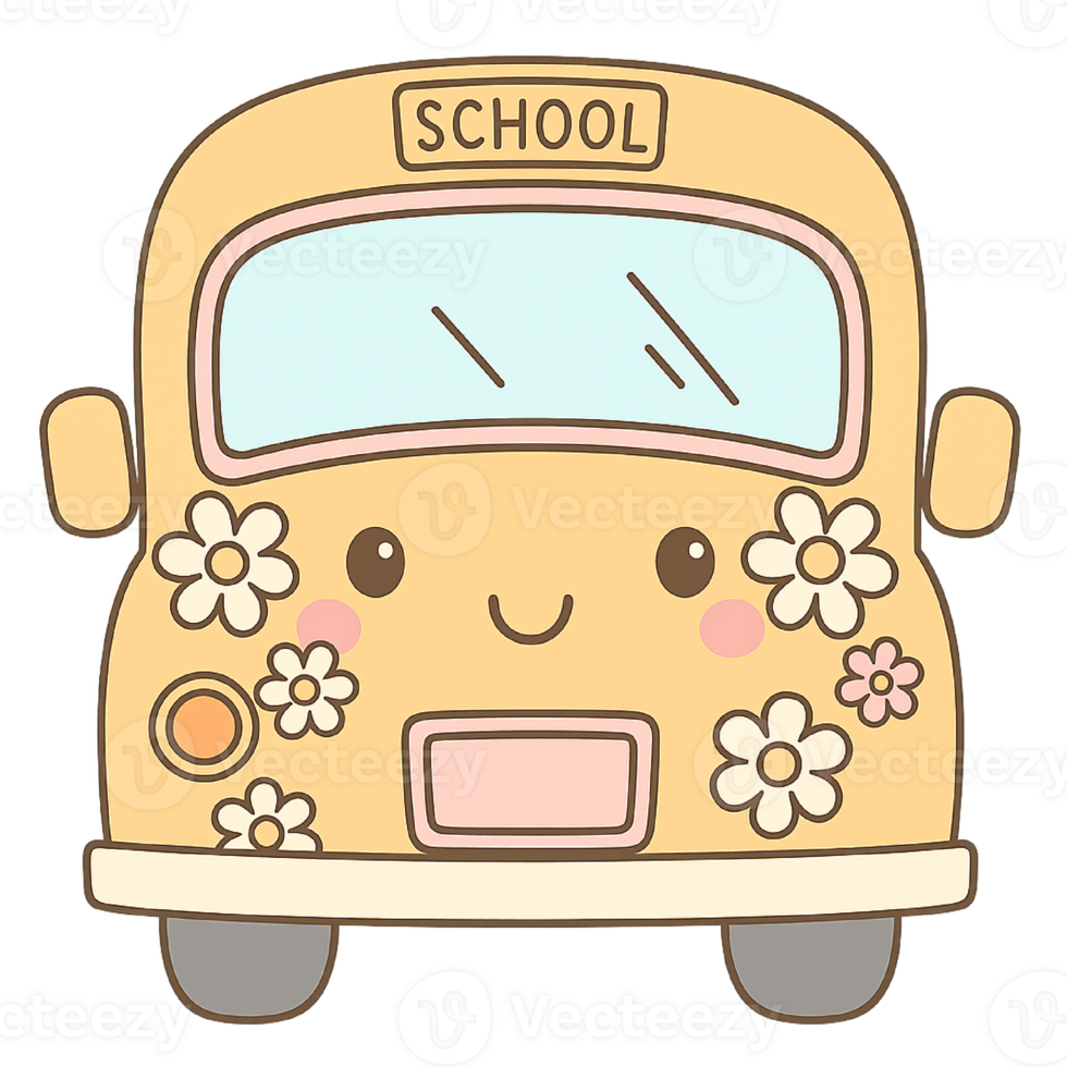 A school bus with flowers on it png