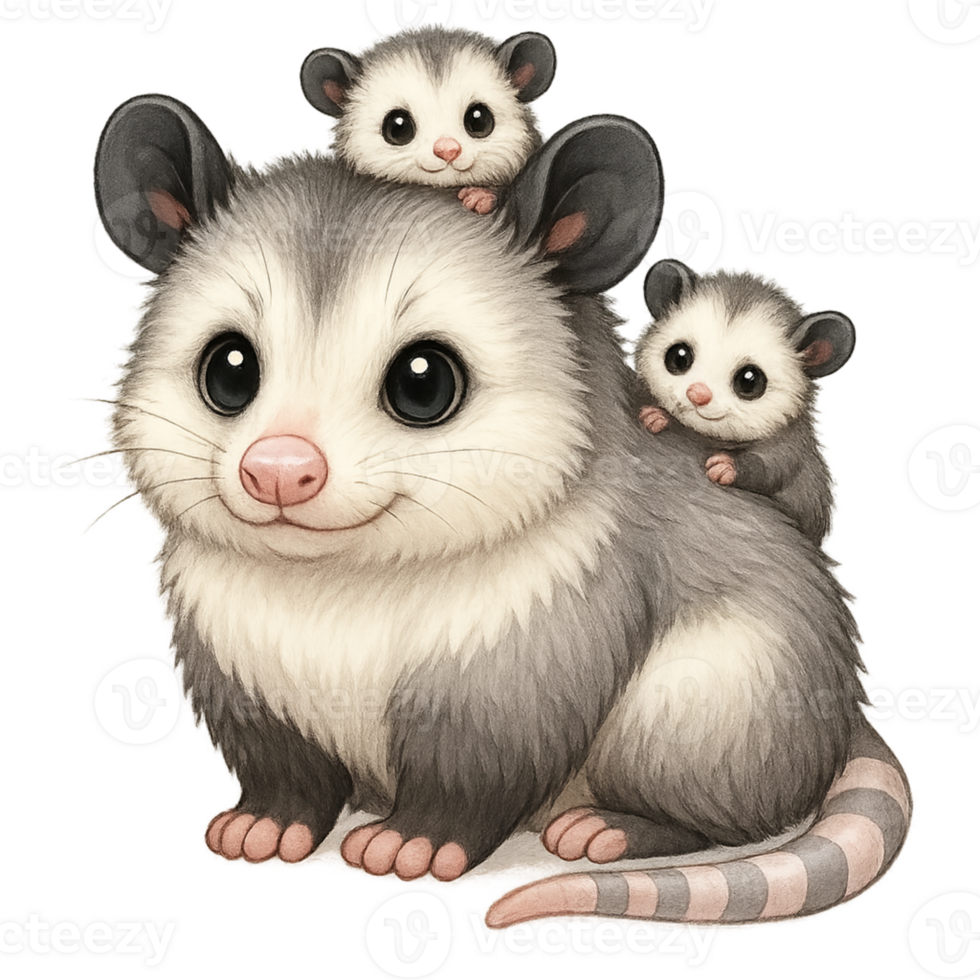 Possum family sticker png