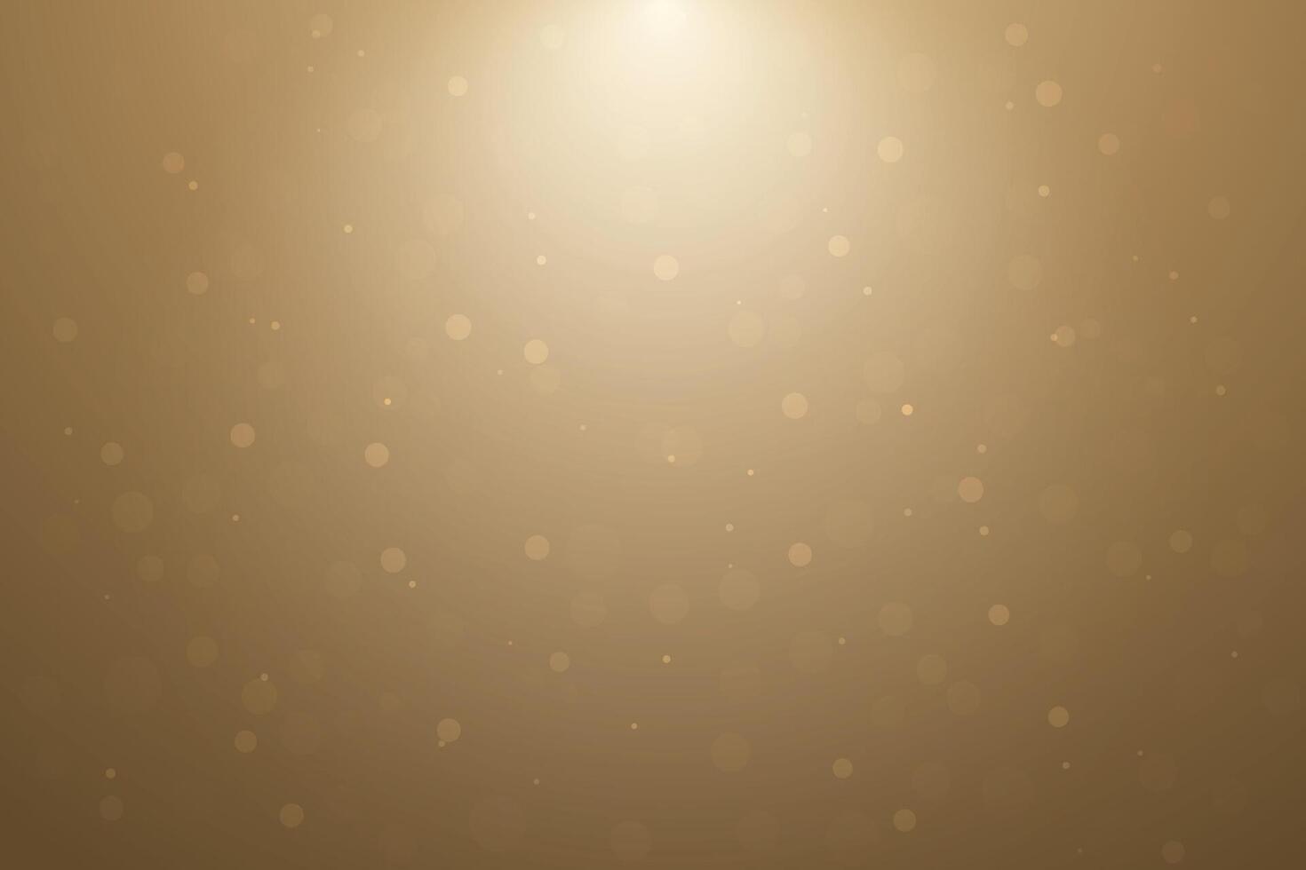 Golden soft bokeh background with light glow from top center vector