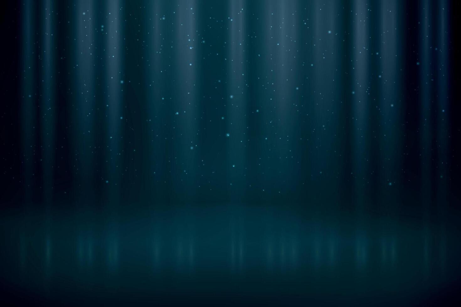 Dark blue spotlight background with soft particles and glow effect vector