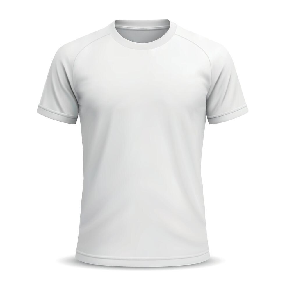 Plain white crew neck T-shirt with soft fabric folds. vector