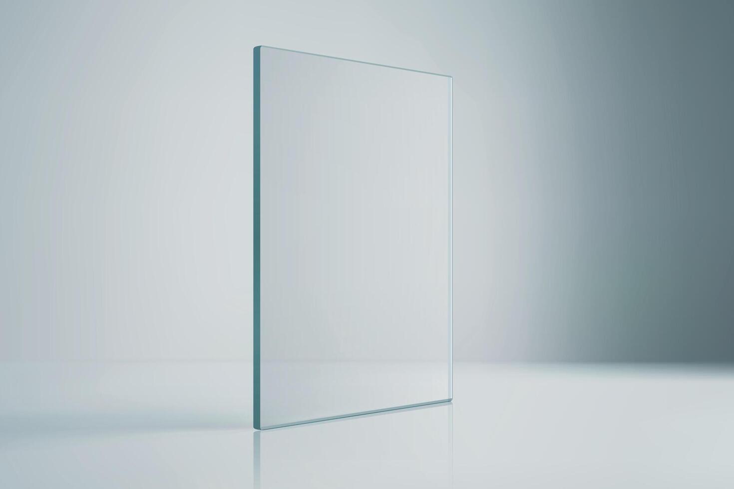 Minimal glass sheet standing on soft gradient background vector