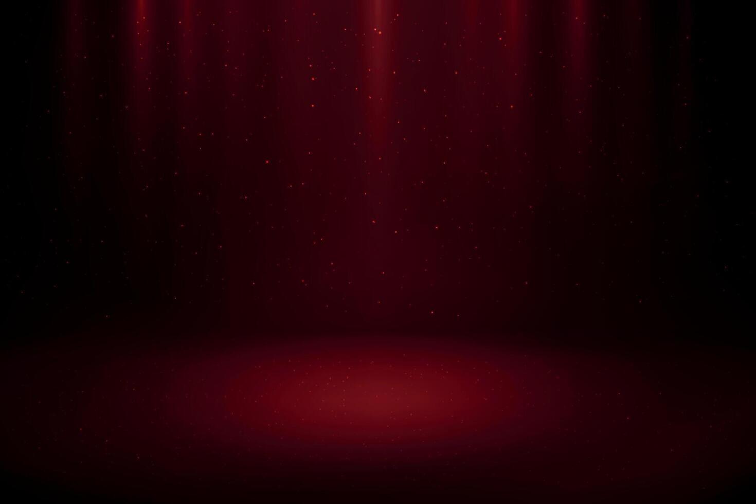 Red spotlight background with particles for stage presentation vector