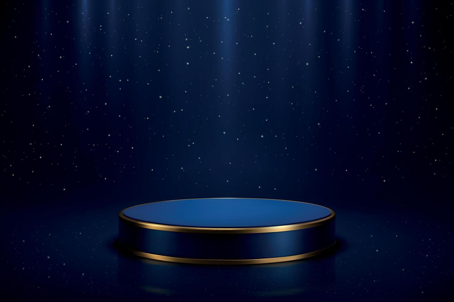Elegant blue and gold platform on starry background vector