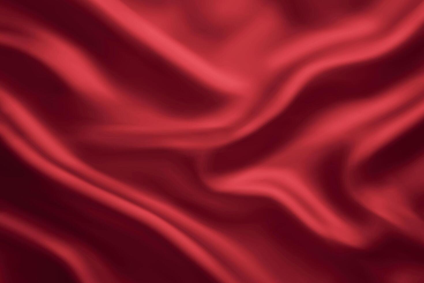 Vibrant red silk fabric with flowing smooth waves vector
