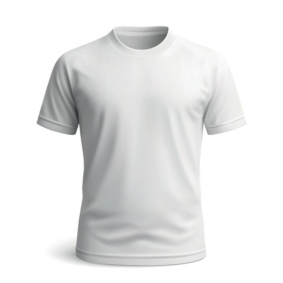 Plain white soccer crew neck T-shirt with soft fabric folds. vector