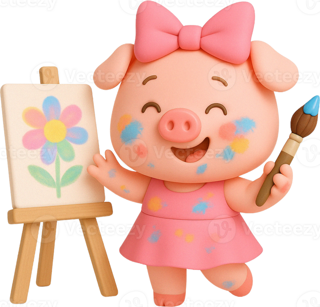 Pig Holding Flower Bouquet png