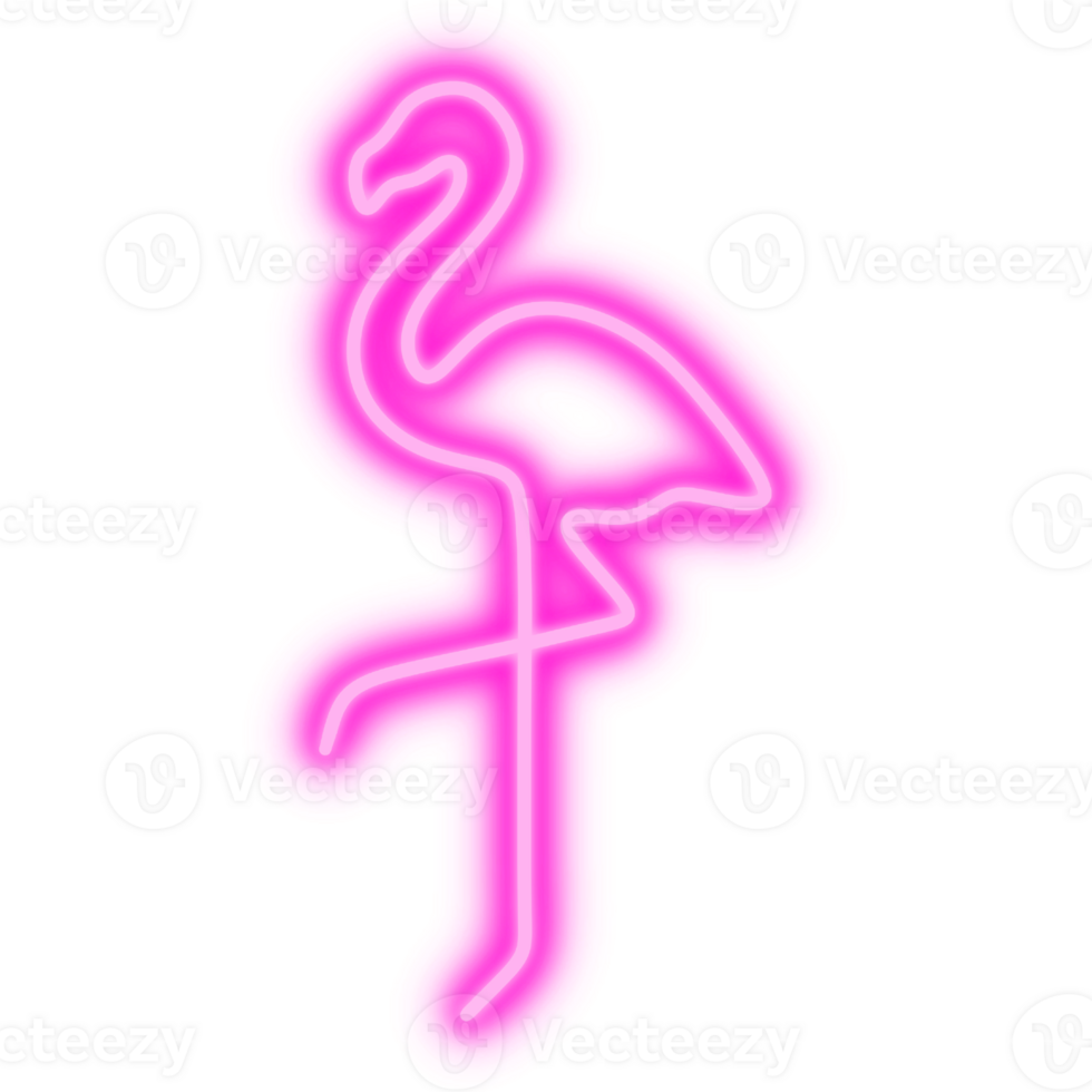 Flamingo LED neon lamp. Pink Neon light. Glowing LED neon png