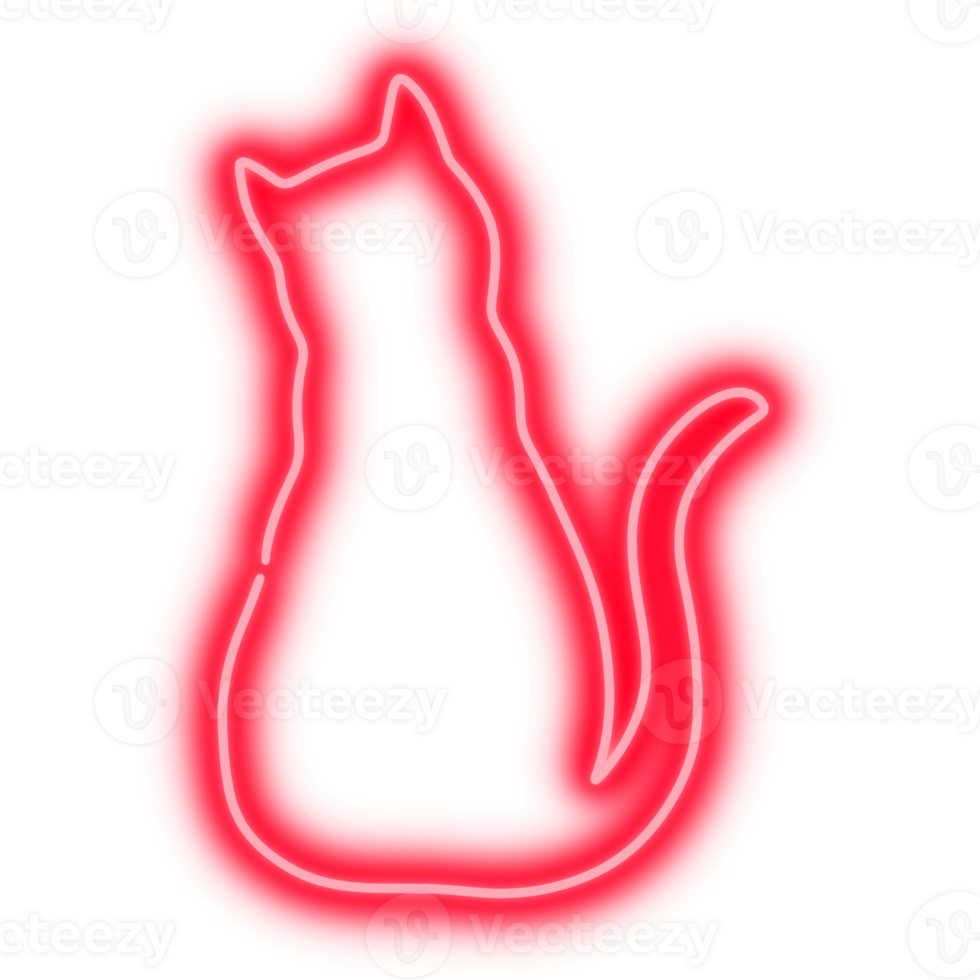 Red neon. Cat LED Neon lamp. LED neon light. Cat silhouette png