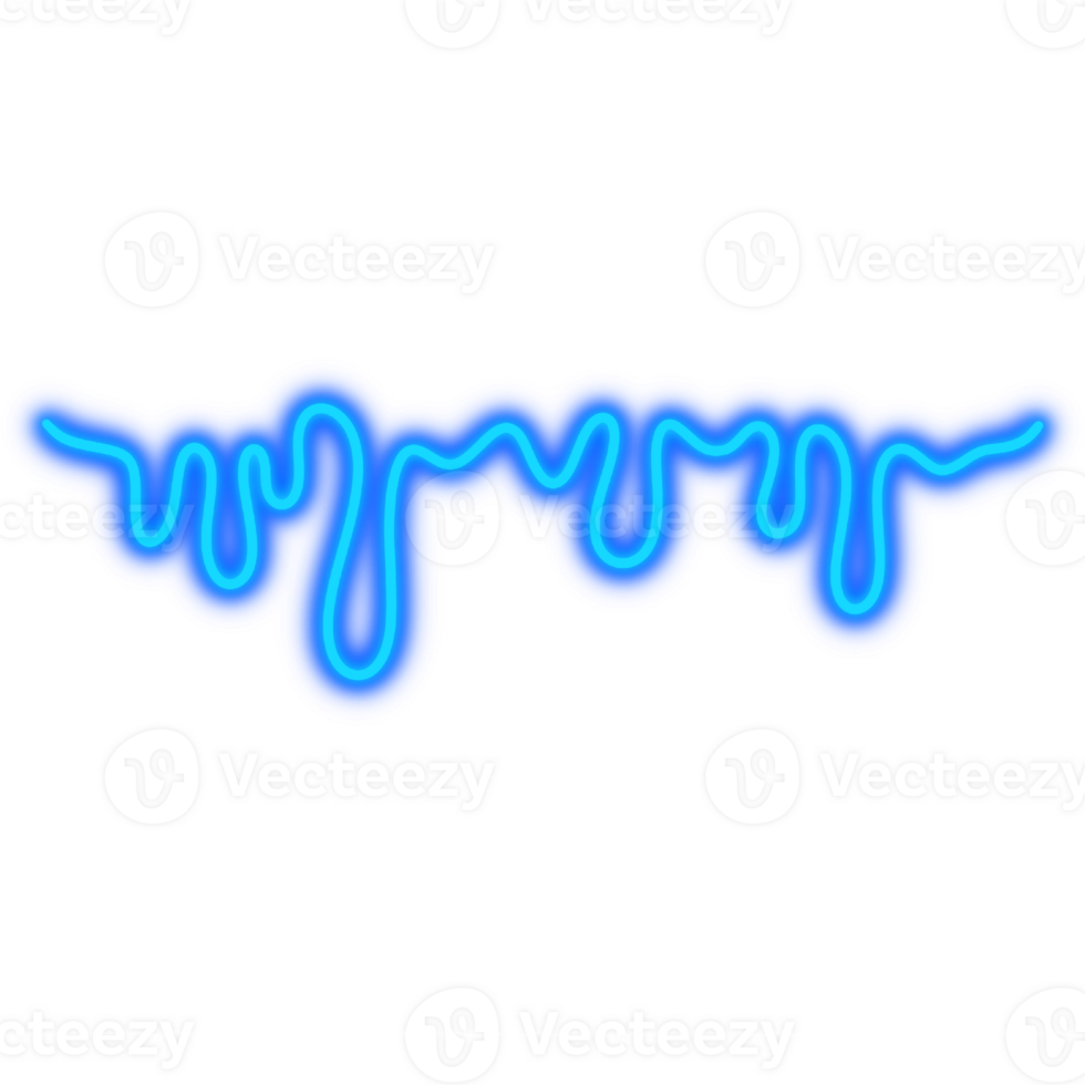 Blue Neon lights line. Melted led neon line. Aesthetic lamp png