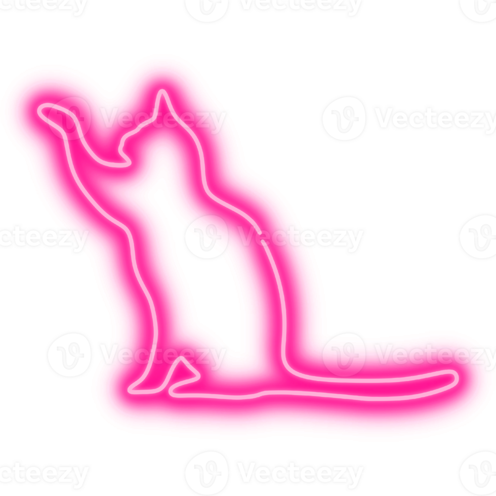 LED neon light. Cat LED Neon lamp. Cat silhouette png