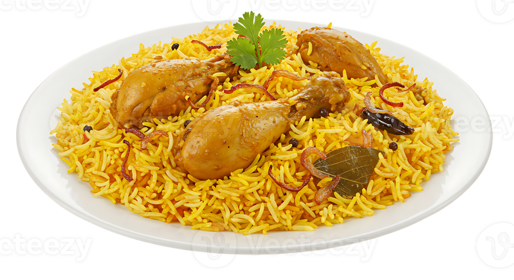 Chicken Biryani Close-Up on Transparent Background png