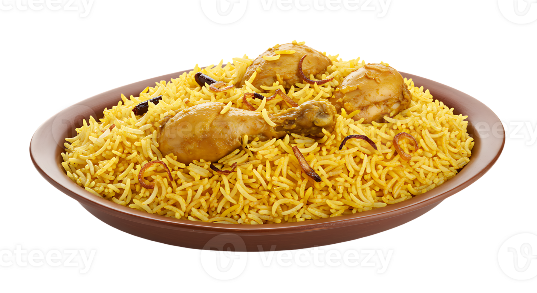 Chicken Biryani with Fried Onions on Transparent Background png