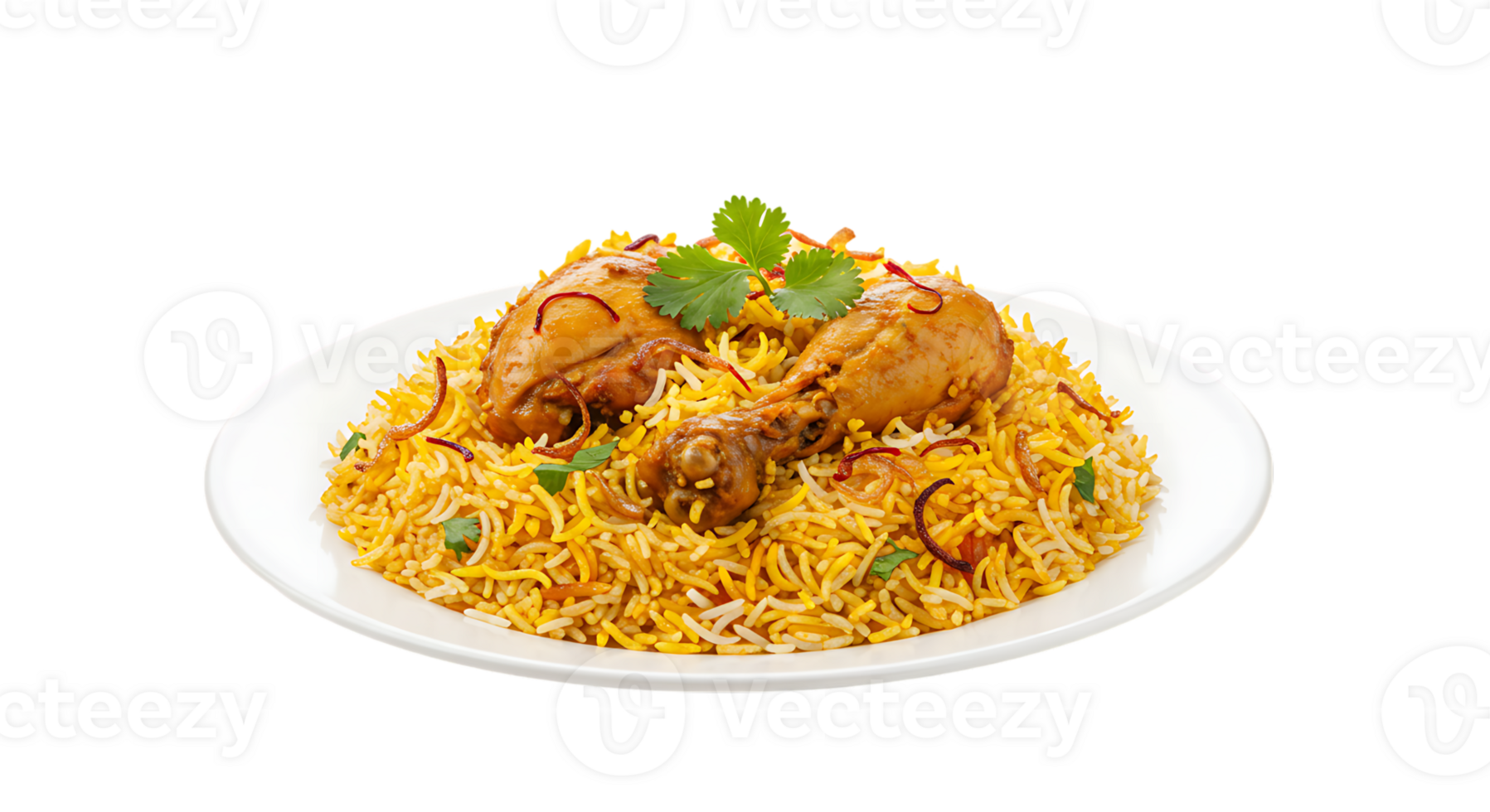 Juicy Chicken and Biryani Rice Dish Isolated png