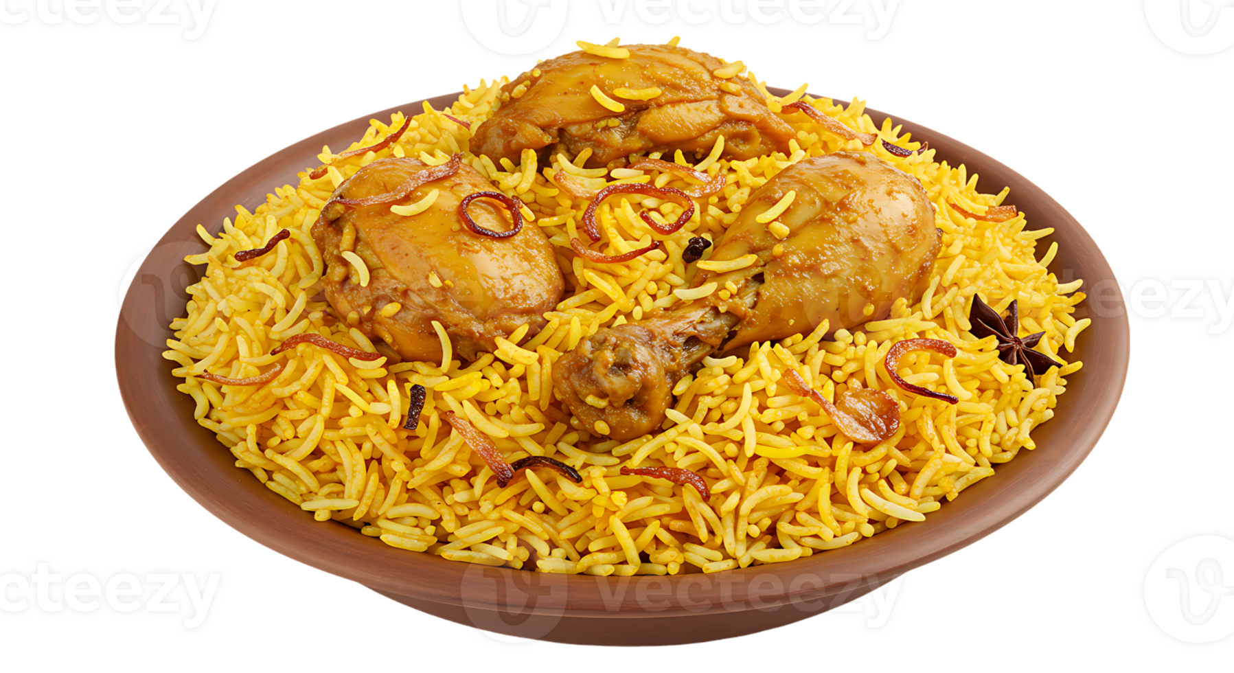 Chicken Biryani on a Transparent Background for Design Use png