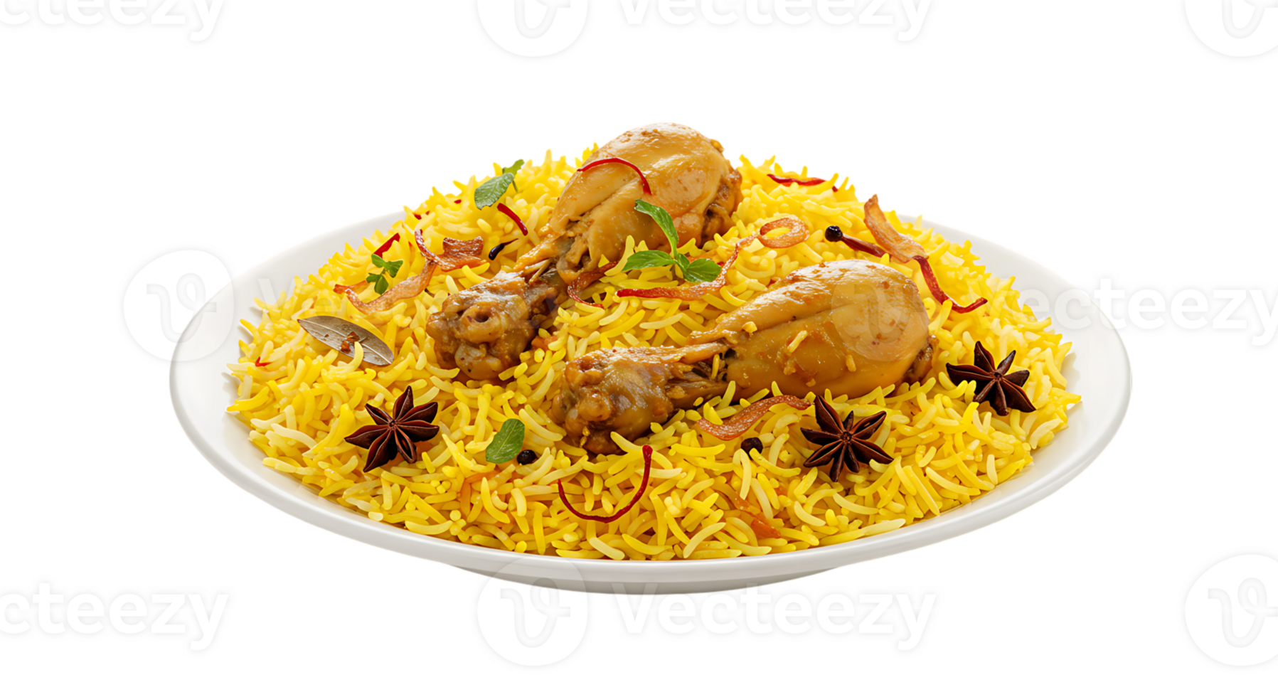 Succulent Chicken Biryani and Rice on Transparent Background png
