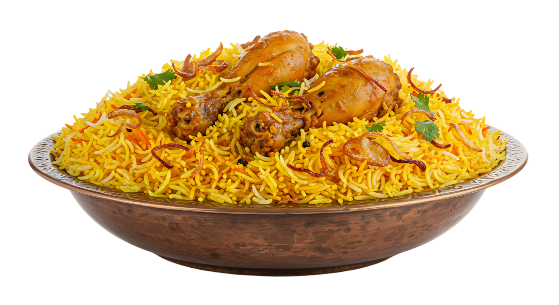 Spicy Chicken Biryani with Rice on Transparent Background png