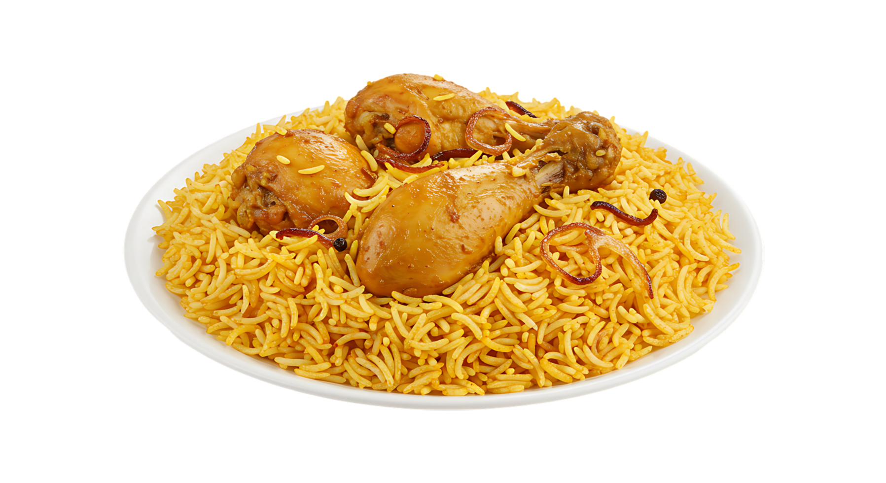 Steaming Hot Chicken Biryani on Transparent Background png