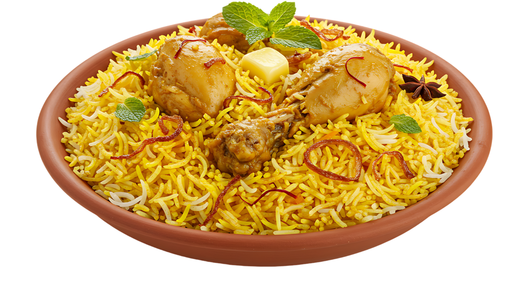 Flavorful Chicken Biryani Rice on Transparent Background png