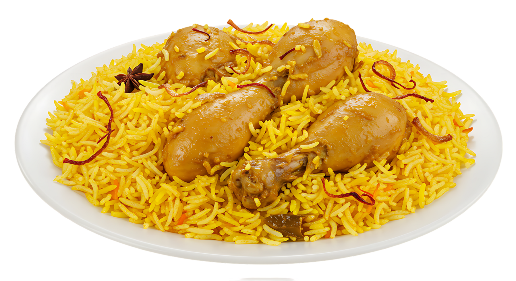 A plate of rice with chicken and spices png