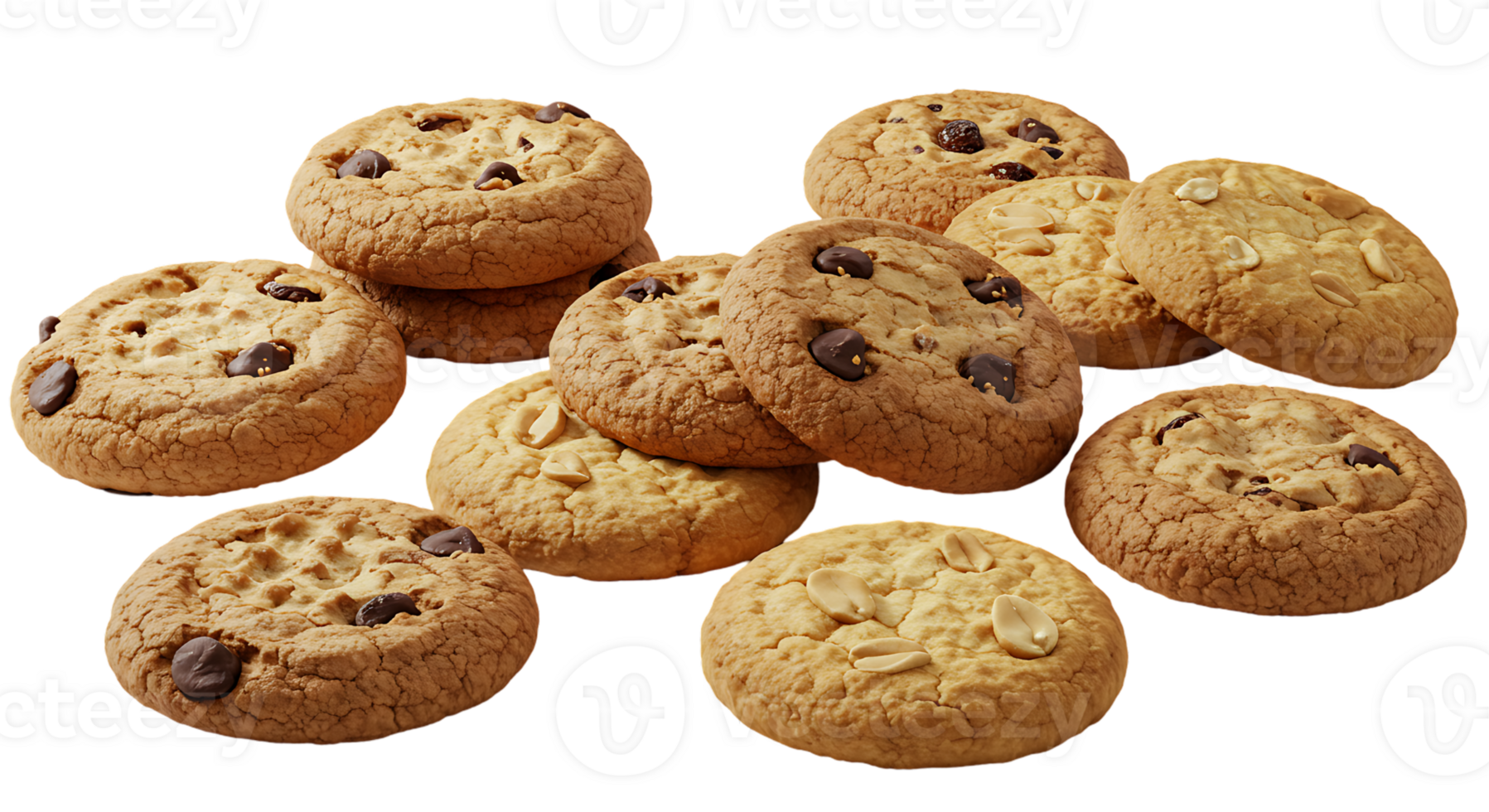Chocolate Chip Cookie Stack with Isolated Transparent Background png
