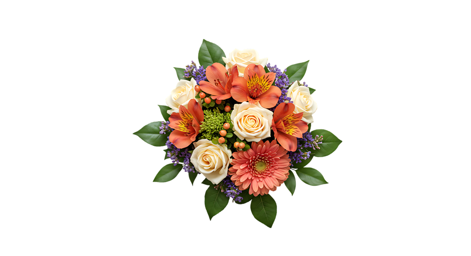 Artistic cutout of floral bouquet with transparent base png