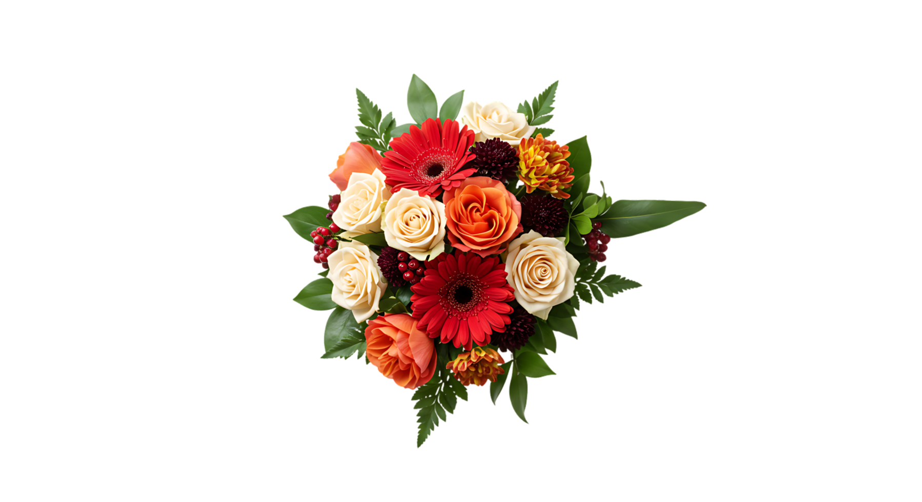 Transparent bouquet with flowers in soft hues png