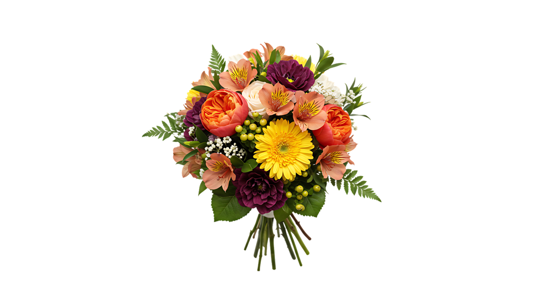 Flower bouquet ready for overlay, transparent format png
