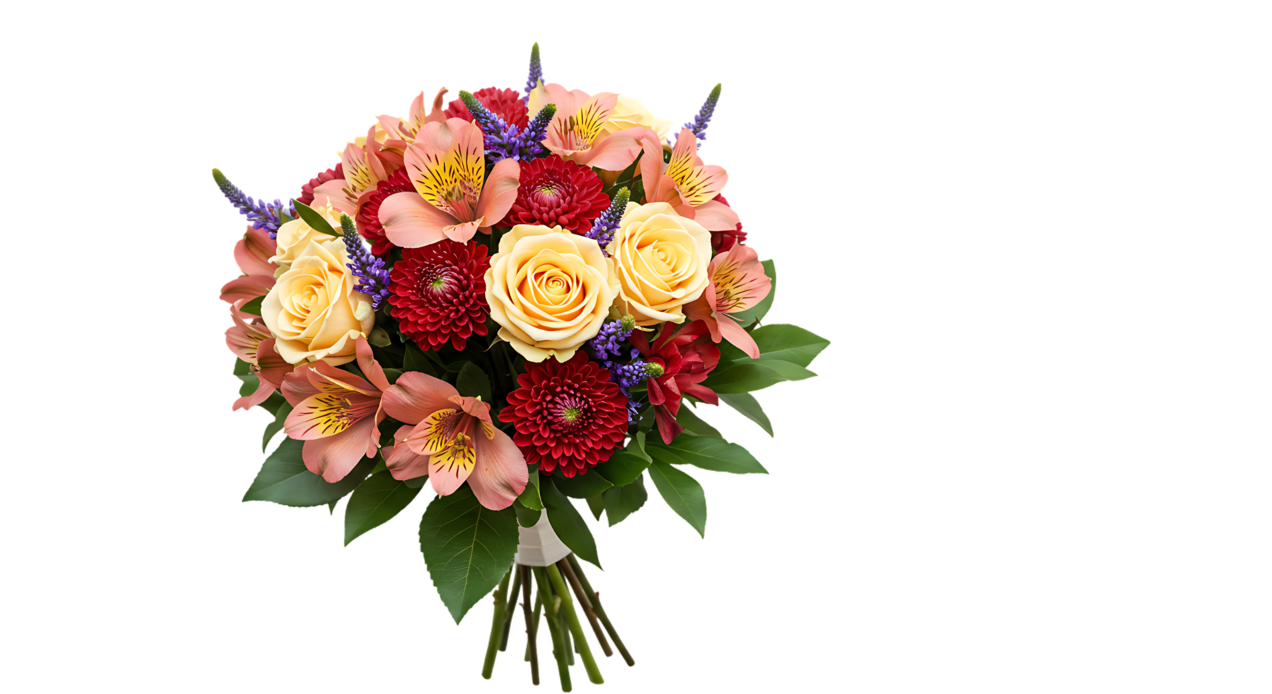 Colorful blossoms in bouquet format with no background png