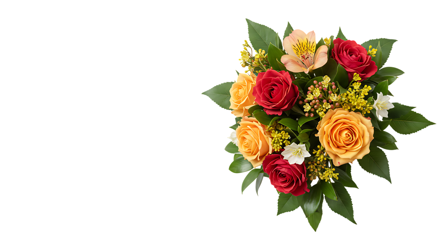 Isolated bouquet design with flowers in bright colors png