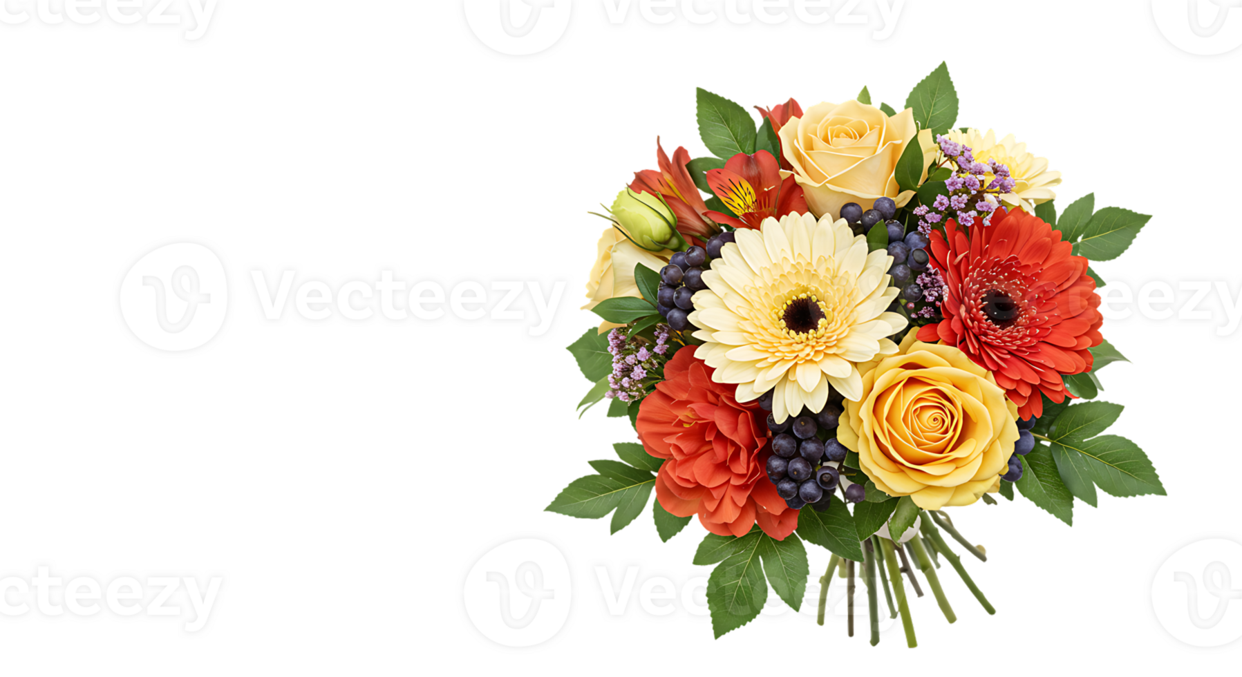 Delicate flower bouquet without background, transparent style png