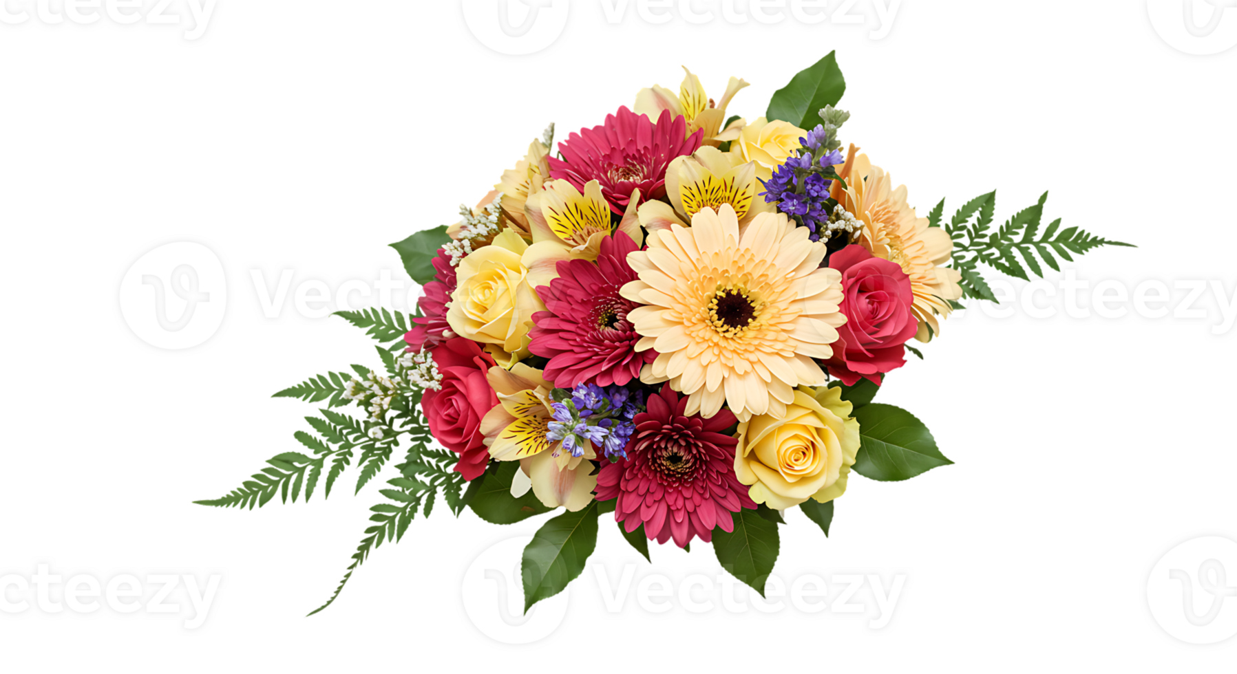 Hand-picked bouquet of flowers on transparent background png